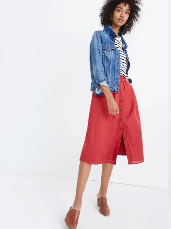 Madewell palisade front button midi skirt - Picture 1 of 9
